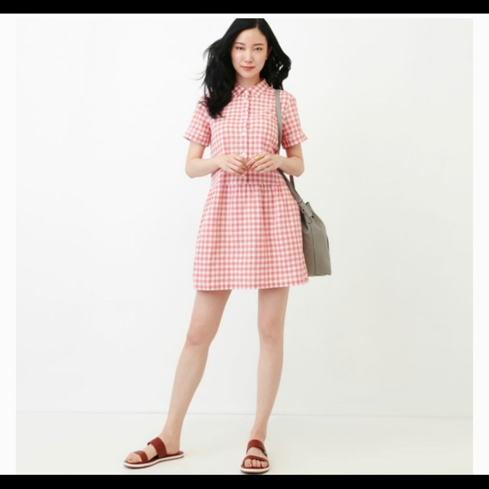 Roots Linen Gingham Check Summer Dress